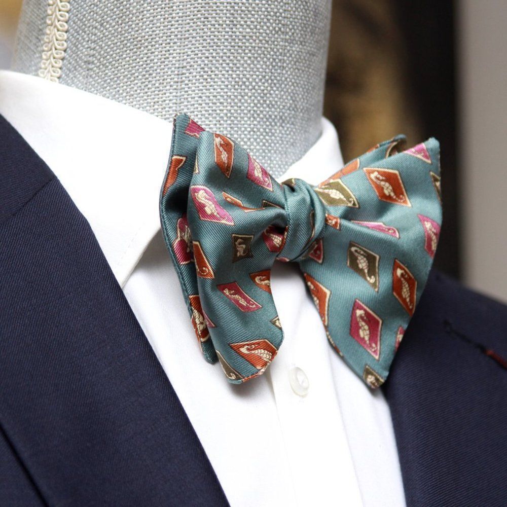 New Men's Self-tied Bow Tie 100%Silk Big‎ Butterfly Gift Box Nautica Motive S658 - Picture 9 of 12
